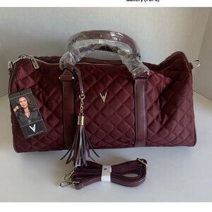 NWT Vanessa Williams Red/Burgundy Quilted Duffle Duffle Bag
